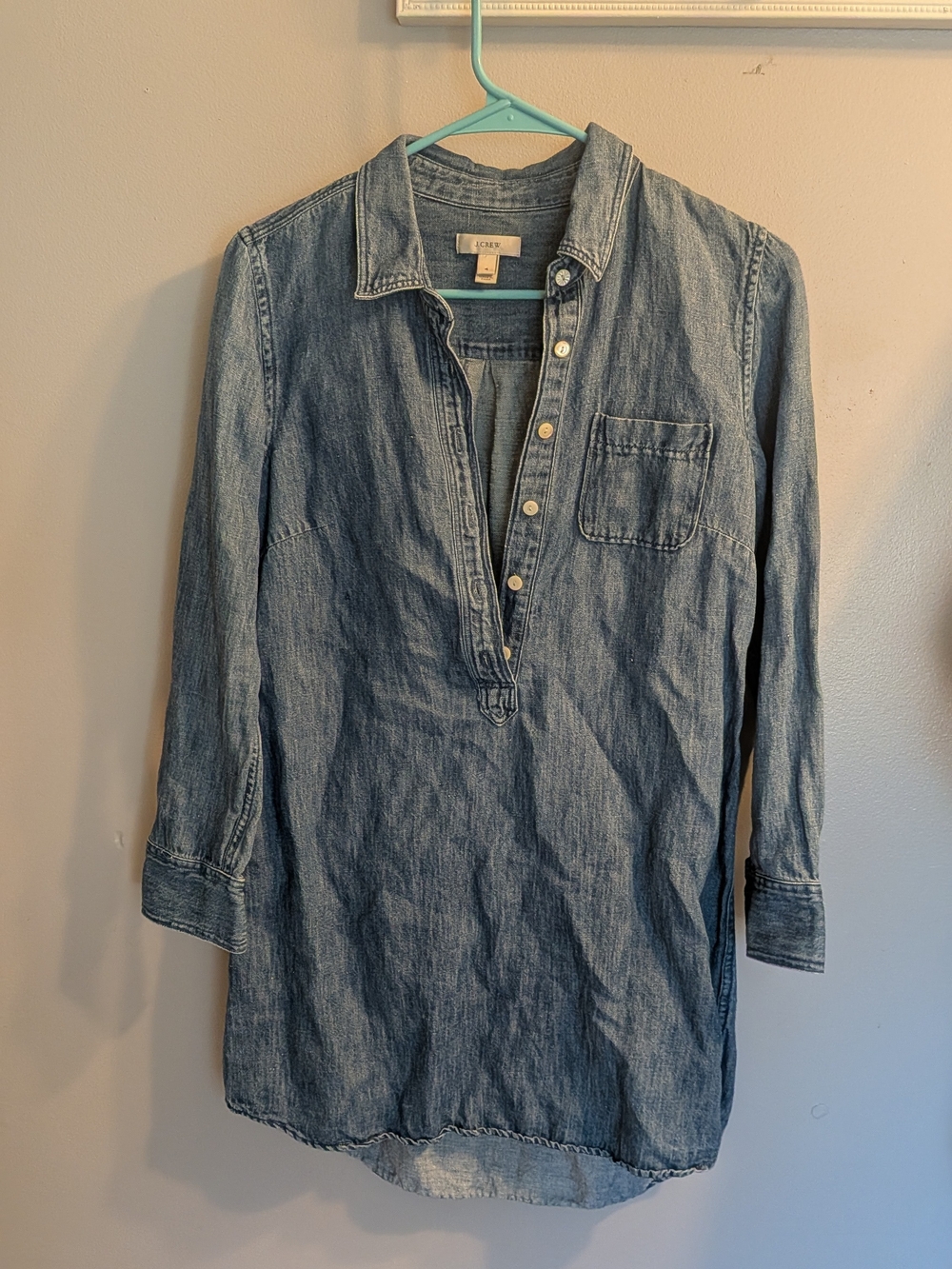 ​J.Crew Cotton Linen Denim Shirt Tunic - Women’s Size 4